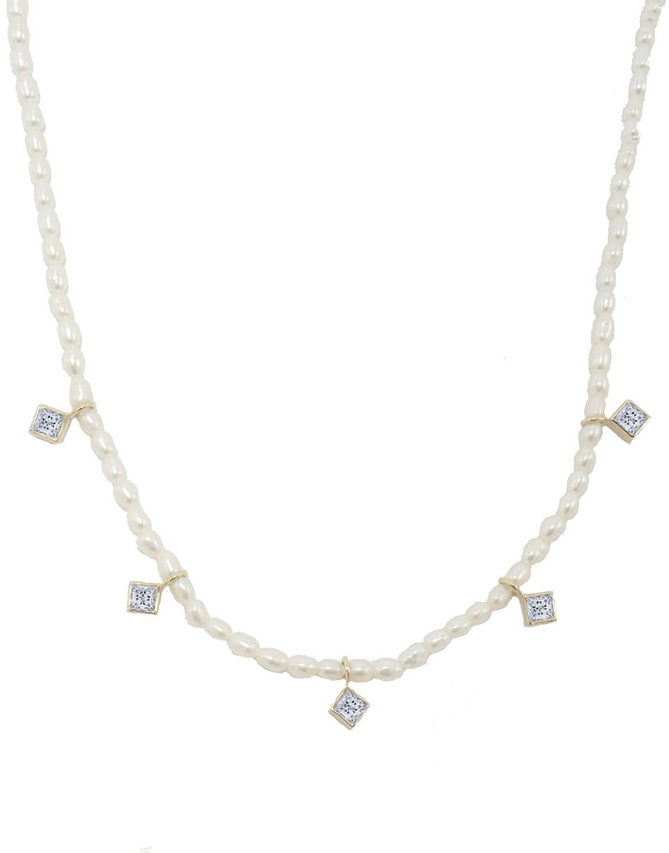 Ashley Zhang-Estelle Seed Pearl and Diamond Necklace-YELLOW GOLD