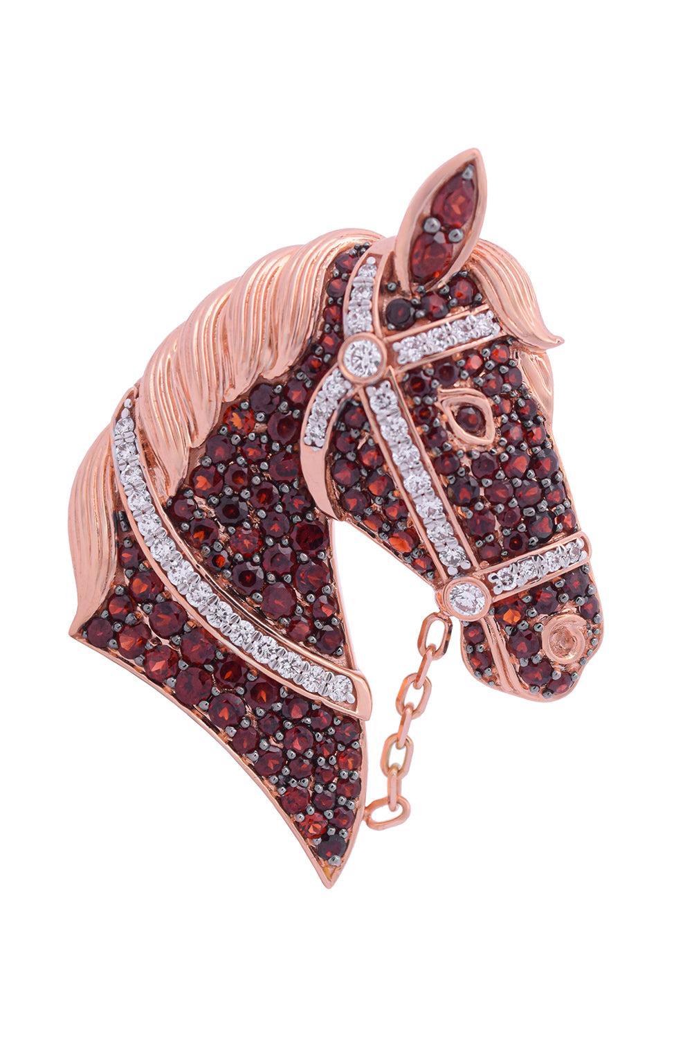 Garnet Diamond Horse Bag Charm-ROSE GOLD-JEWELRYFINE JEWELMISC-ASHNA MEHTA