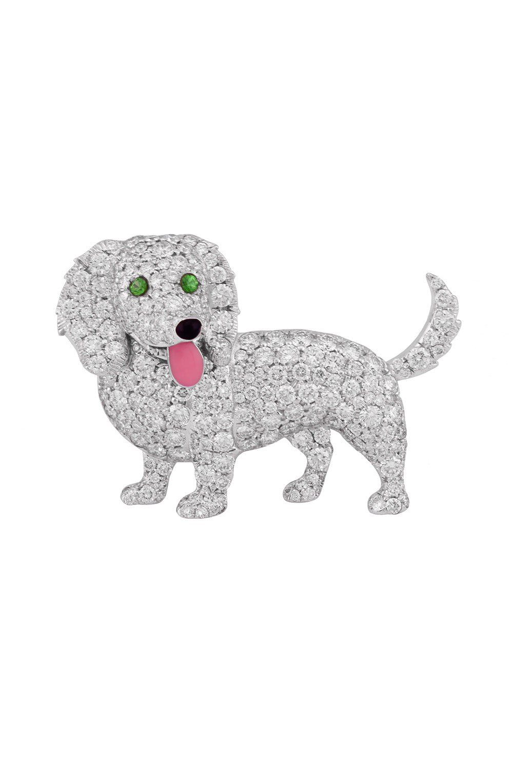  Diamond Dachshund Dog Bag Charm-WHITE GOLD-JEWELRYFINE JEWELMISC-ASHNA MEHTA 