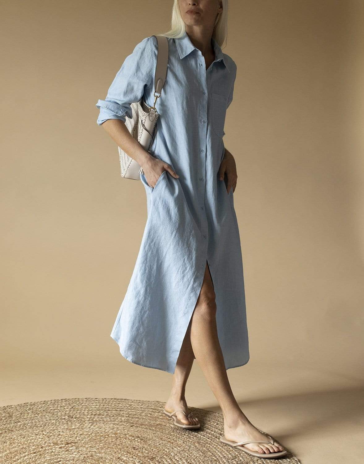 ASPESI-Cielo Slub Linen Gabardine Shirt-Dress-