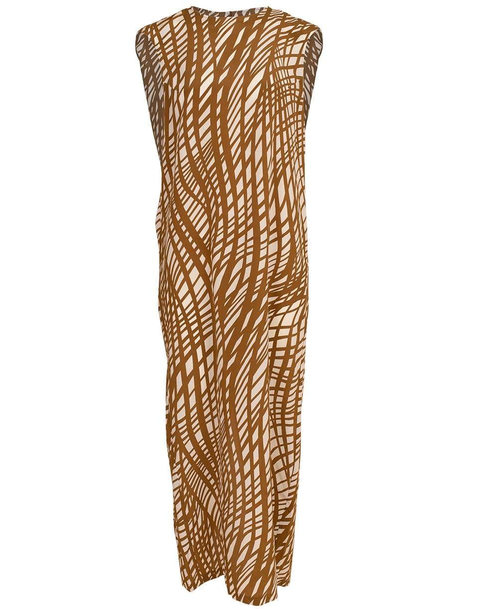 ASPESI-Long Round Neck Print Dress-