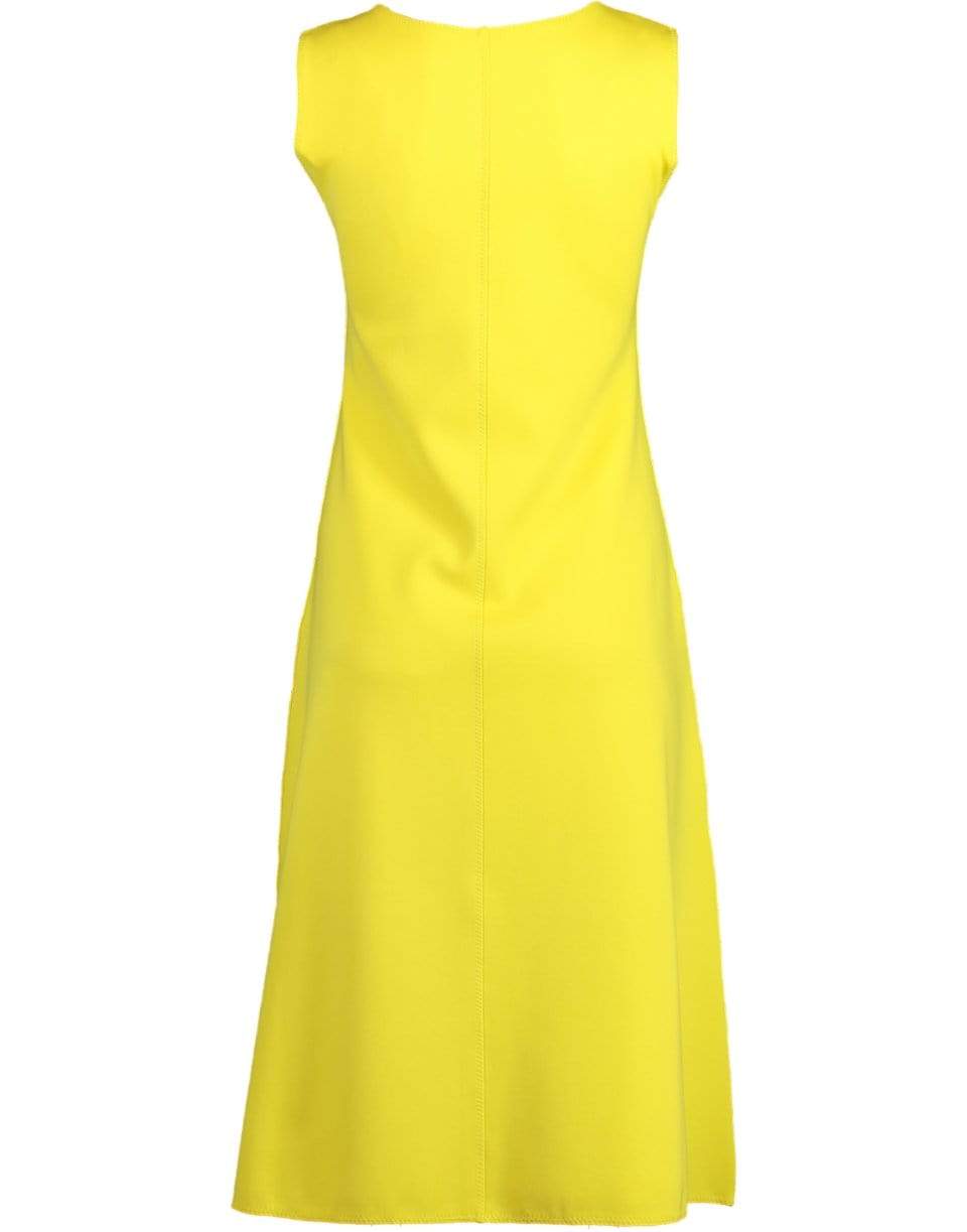 ASPESI-Yellow Sleeveless A-Line Crewneck Dress-