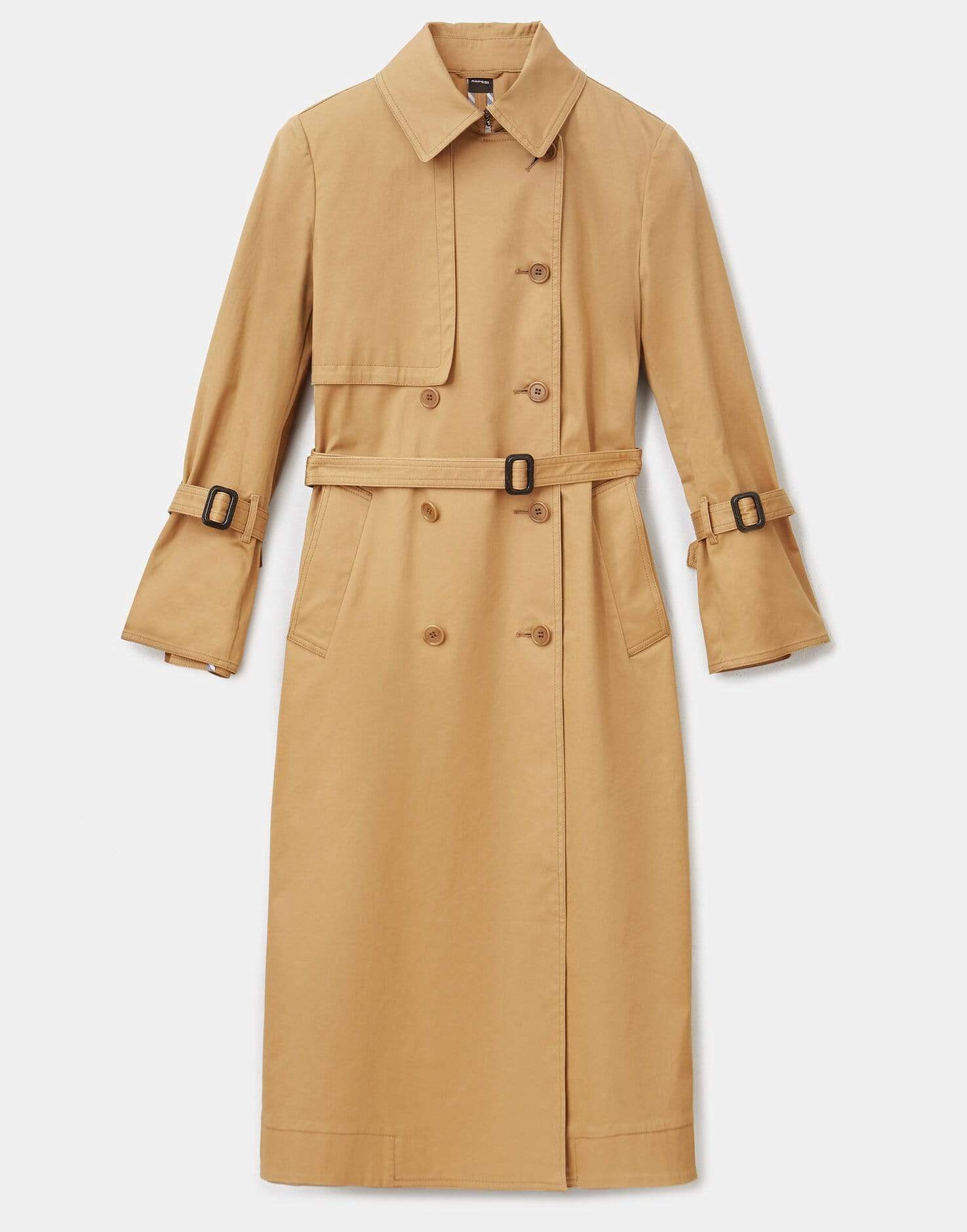 ASPESI-Stretch Cotton Gabardine Trench-PUTTY