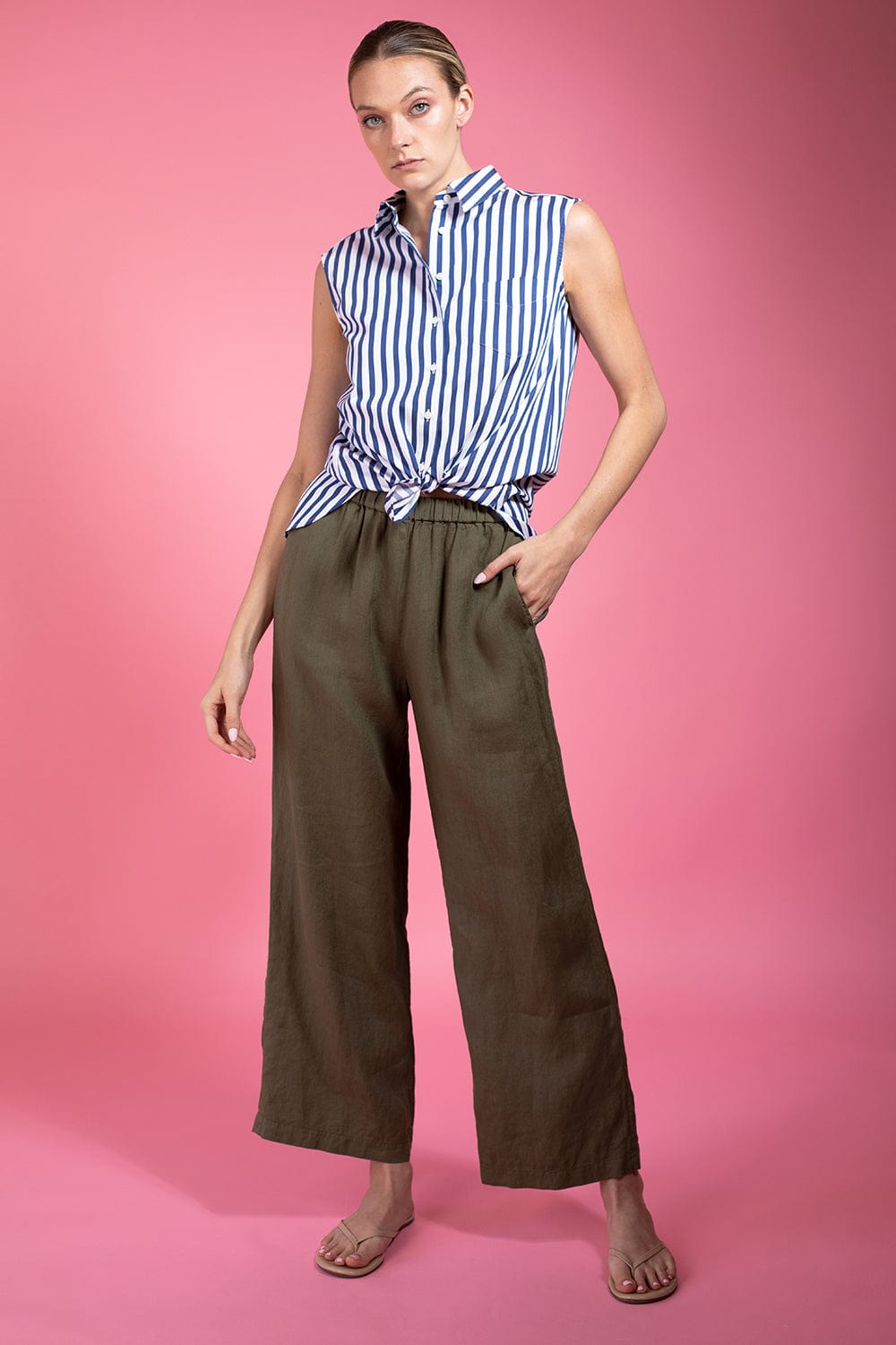 ASPESI-Linen Pants - Militarty-