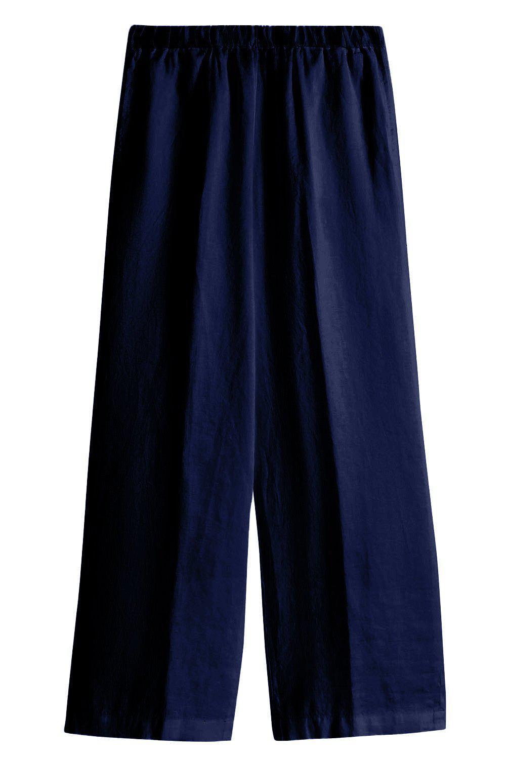 ASPESI-Wide Straight Leg Trousers - Navy-