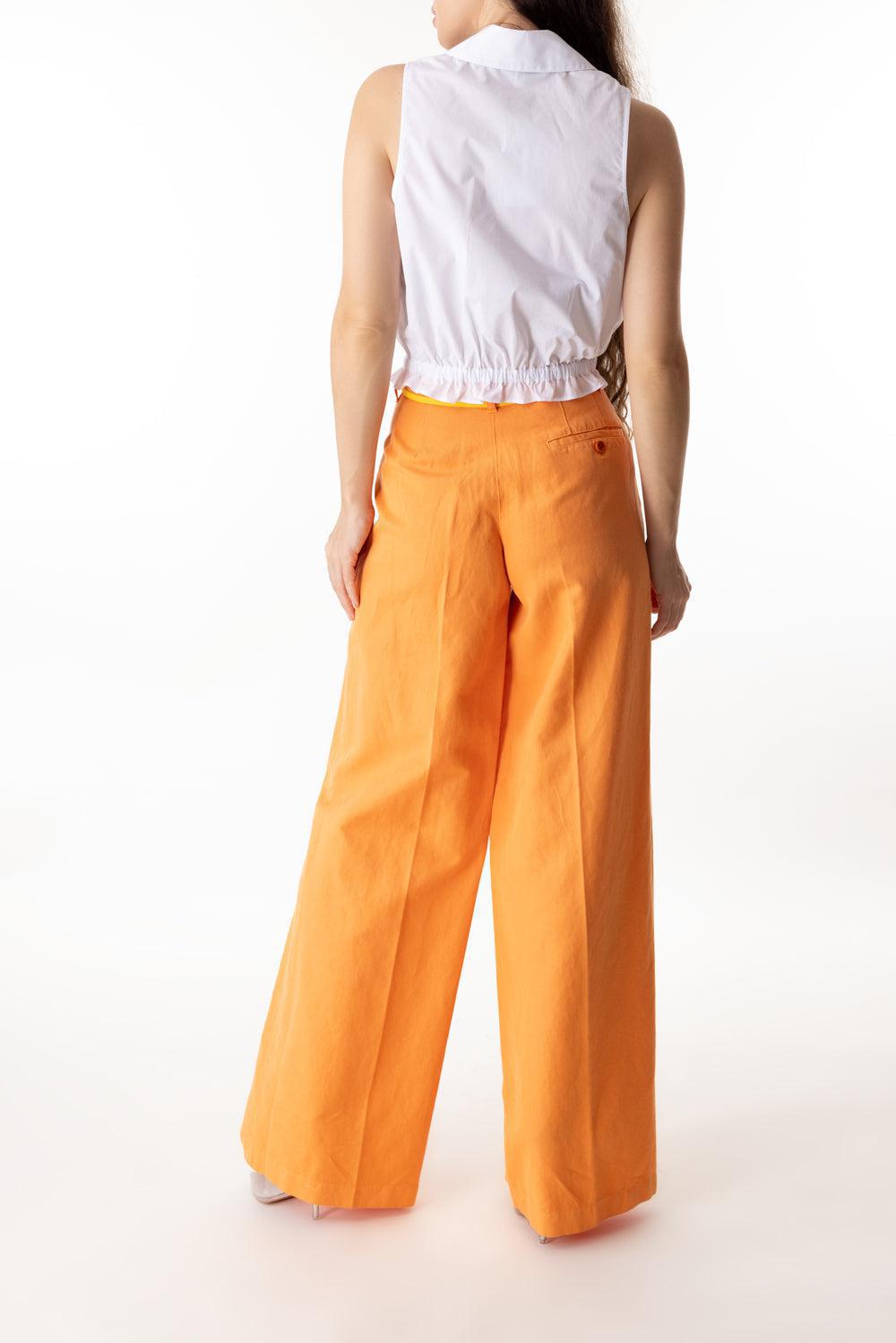 WIDE LEG PANT-ORANGE-38-CLOTHINGPANTWIDE LEG-ASPESI