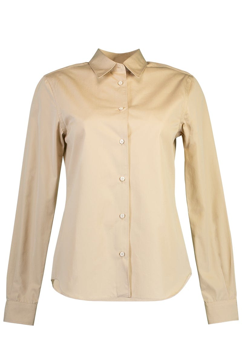ASPESI-Long Sleeve Cotton Blouse - Beige-