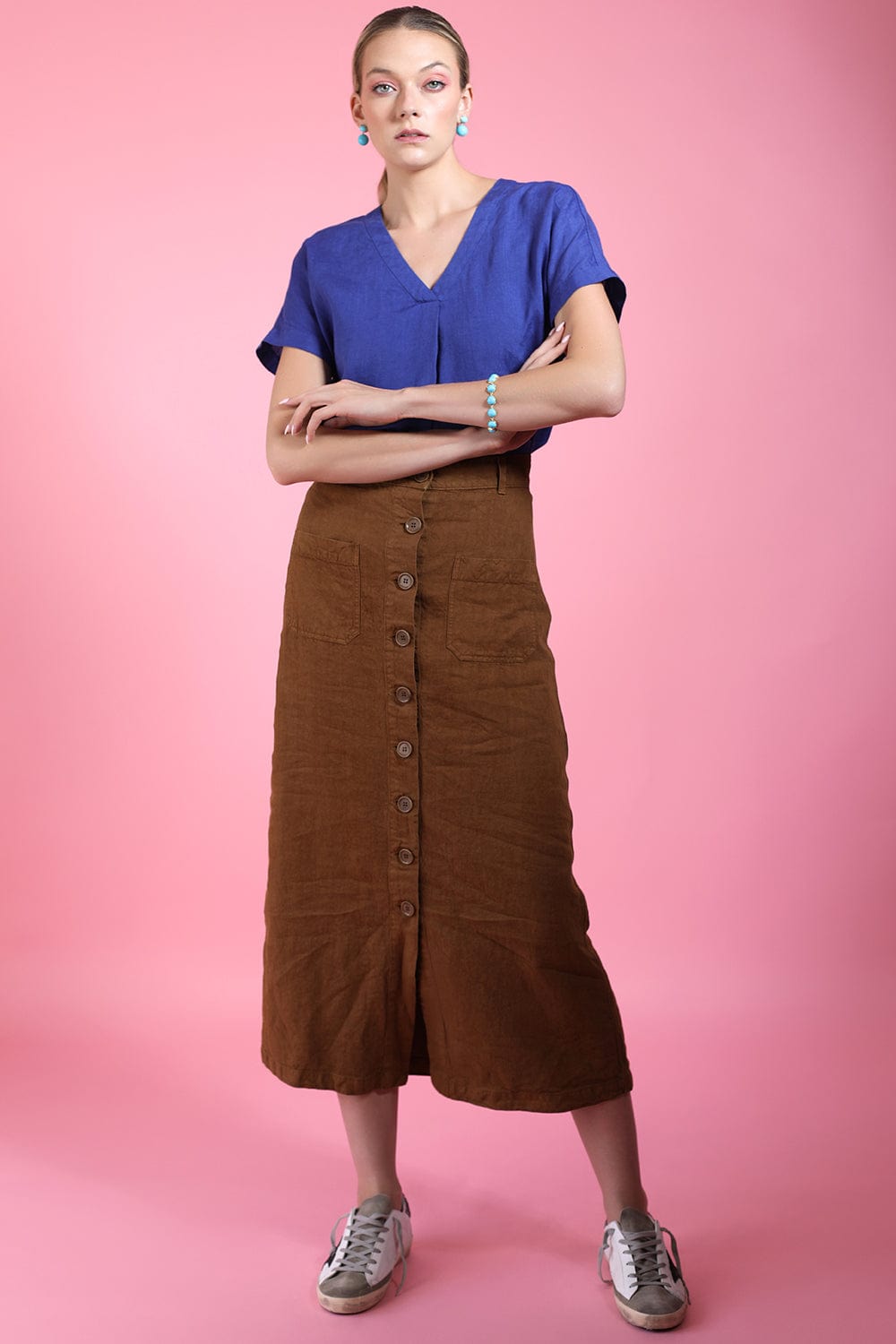 ASPESI-V Neck Linen Blouse-