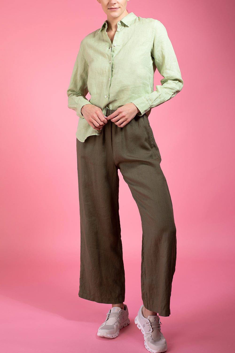 ASPESI-Long Sleeve Linen Blouse - Mint-