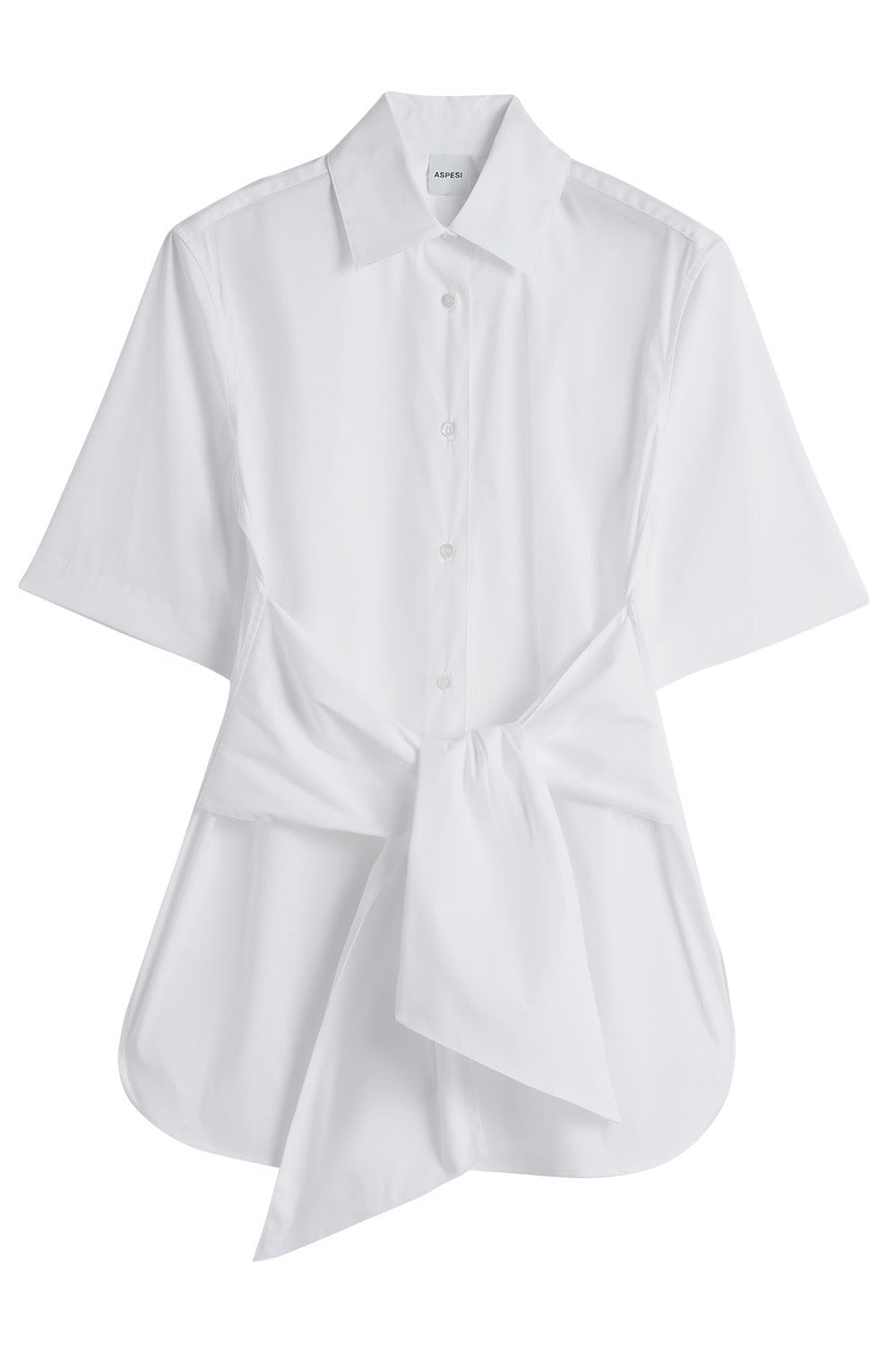 ASPESI-Elbow Sleeve Tie Waist Top-