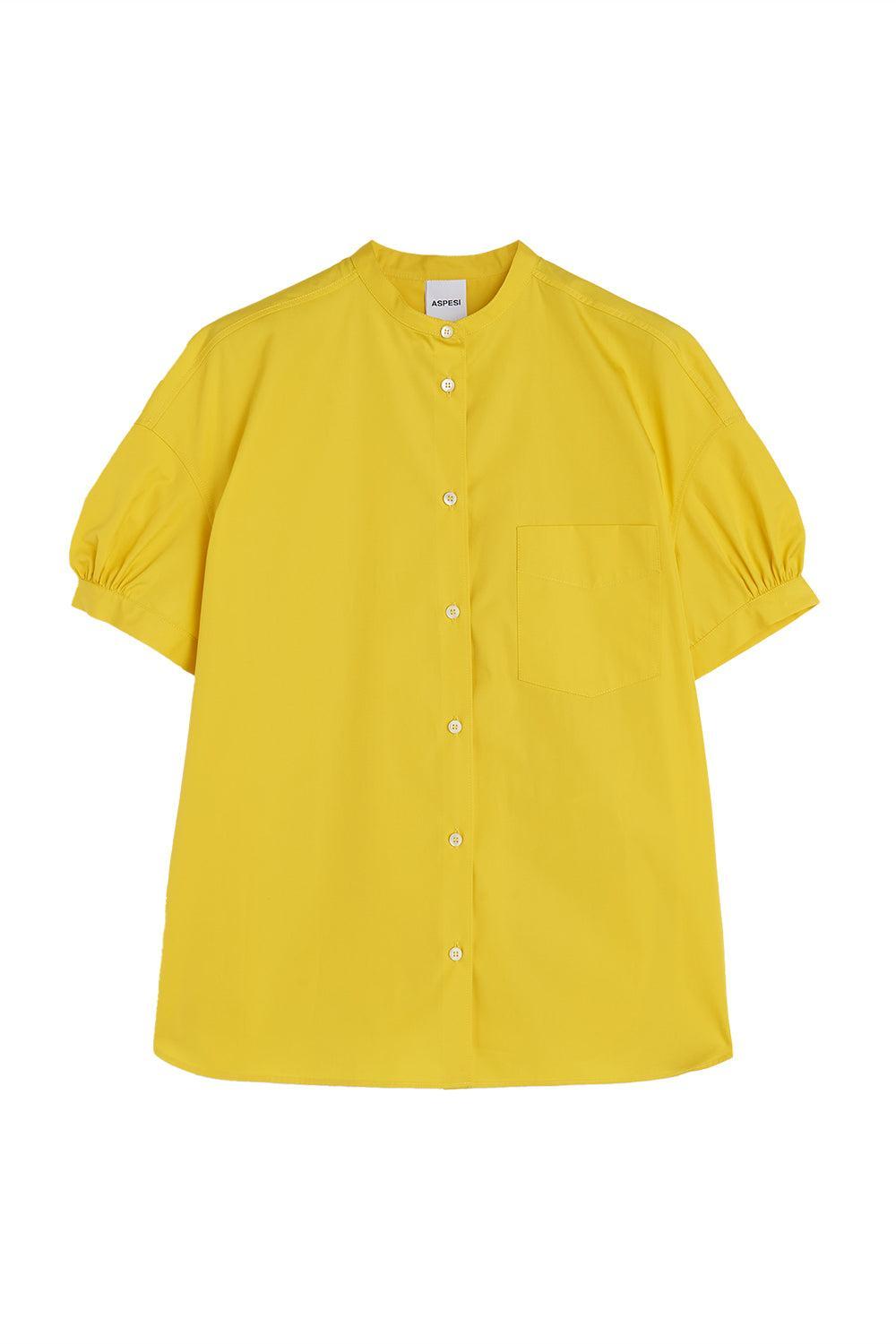 Short Sleeve Button Shirt-YELLOW-34-CLOTHINGTOPBLOUSE-ASPESI