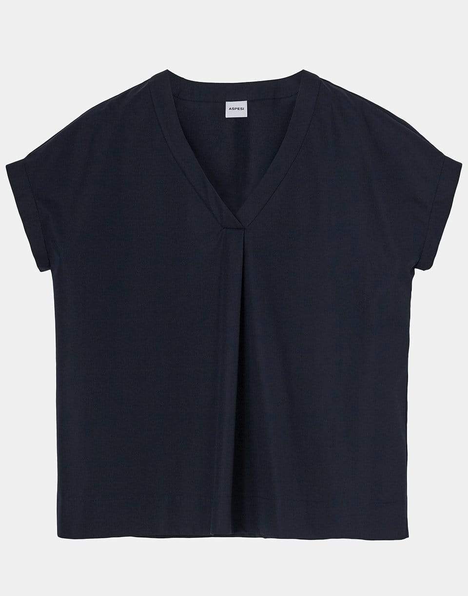 ASPESI-Navy V-Neck Mod Top-