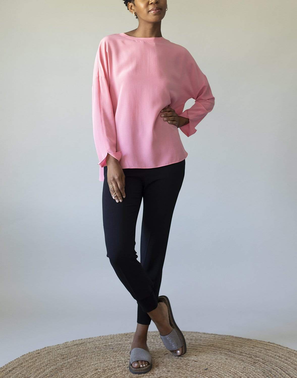 ASPESI-Long Sleeve Camica Top - Peach Melba-