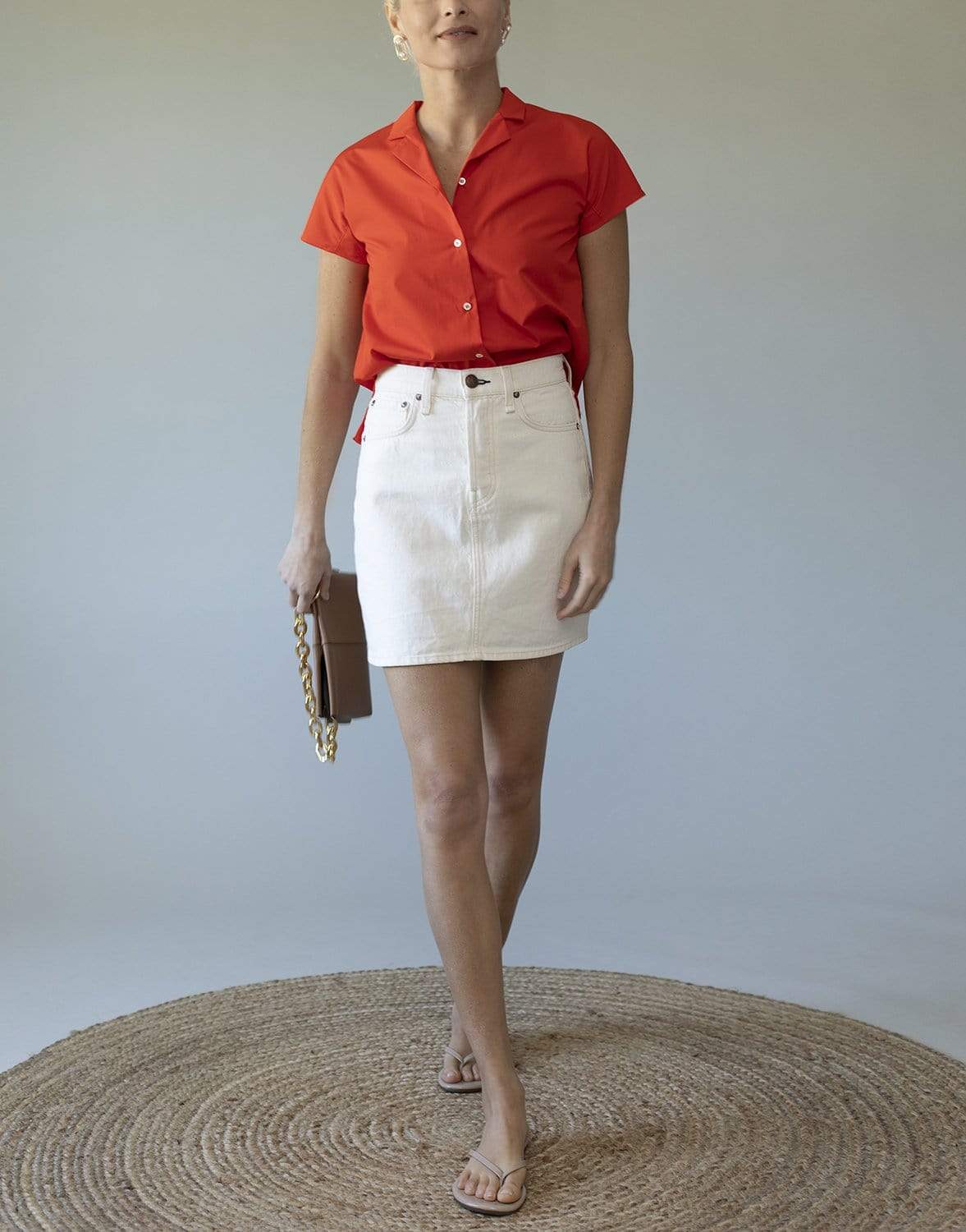 ASPESI-Camica Short Sleeve Top - Vermilion-