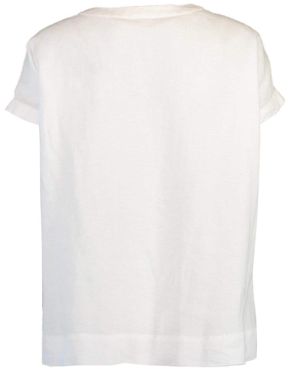 ASPESI-White V-Neck Linen Top-