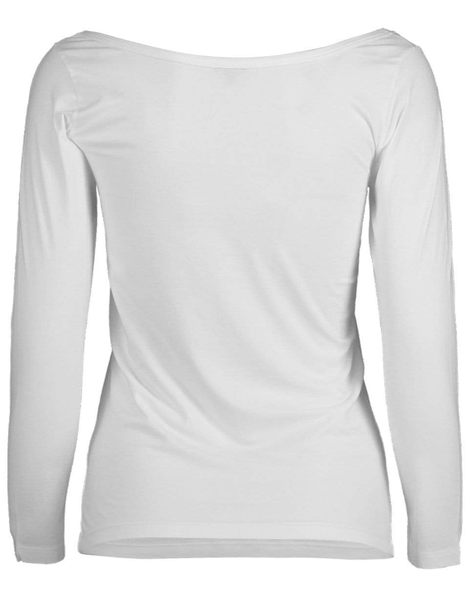 ASPESI-White 3/4 Sleeve Ballet Neck Tee-