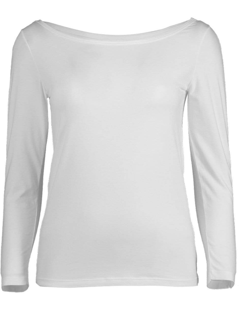 ASPESI-White 3/4 Sleeve Ballet Neck Tee-