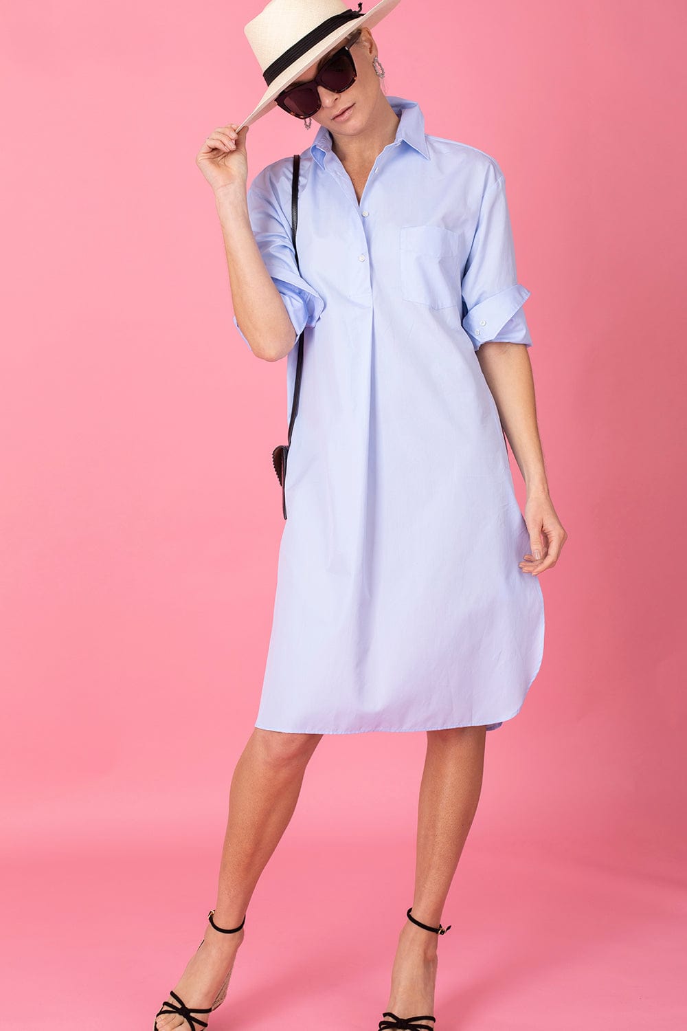 ASPESI-Long Sleeve Cotton Tunic - Sky Blue-
