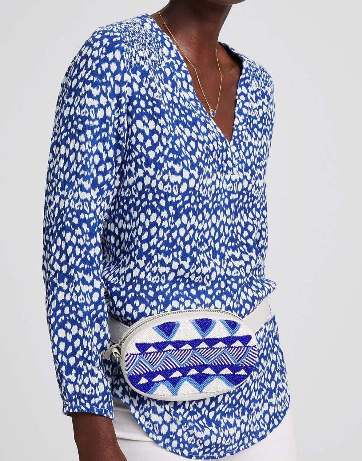 ASPIGA-Blue Mariana Zig Zag Belt Bag-WHT/BLUE