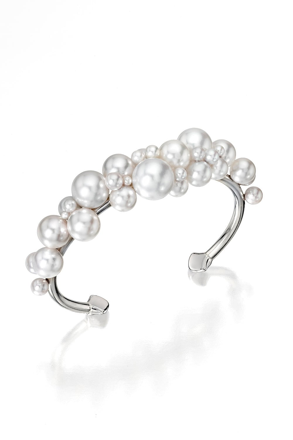 ASSAEL-Linear Bubble Bangle-WHITE GOLD