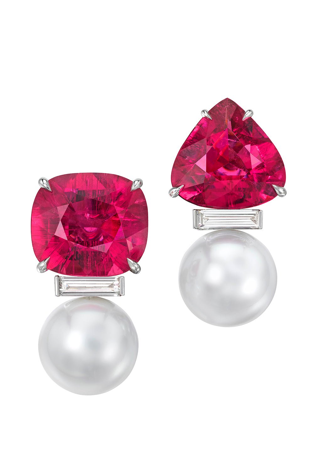 ASSAEL-Rubellite Pearl Earrings-WHITE GOLD
