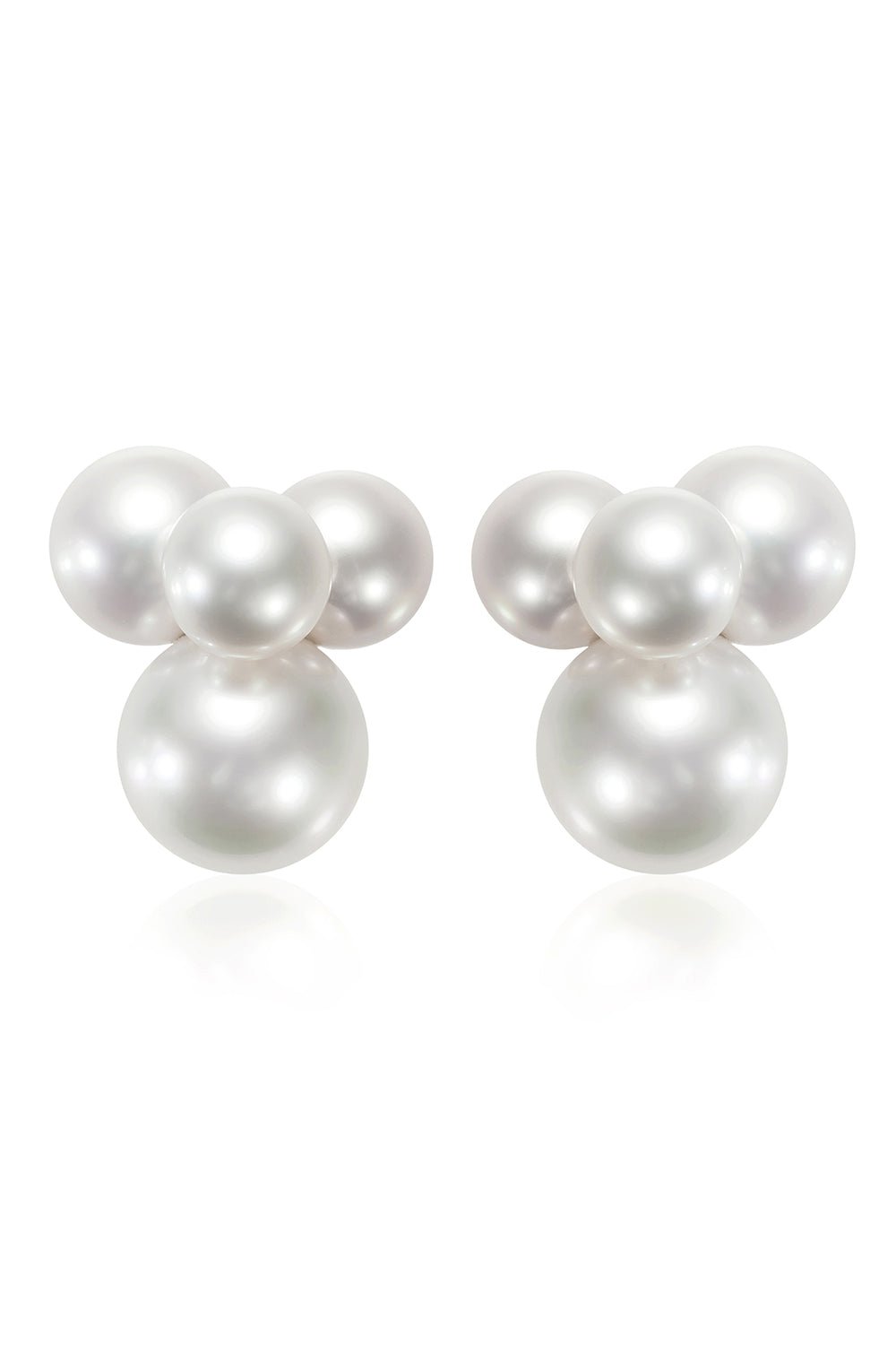 ASSAEL-Small Bubble Pearl Earrings-WHITE GOLD