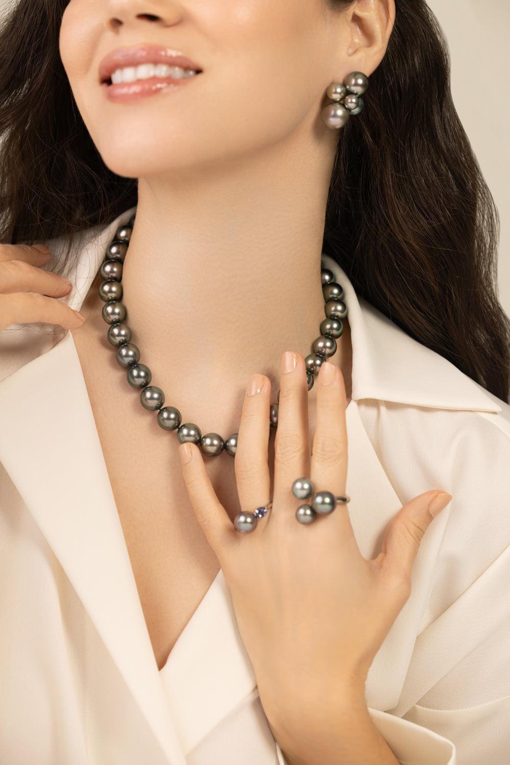 Tahitian Pearl Strand Necklace-WHITE GOLD-16.25-JEWELRYFINE JEWELNECKLACE O-ASSAEL