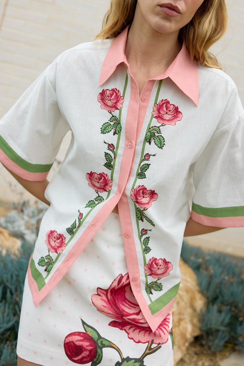 Ula Mini Skirt - Antique Rosebud-FLORAL-2-CLOTHINGSKIRTMINI-ASTON STUDIO
