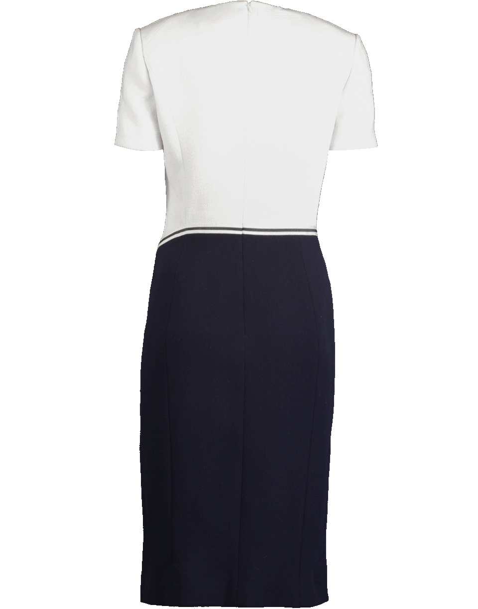 ATELIER HERVE PIERRE-Dual Color Dress with Waist Detail-