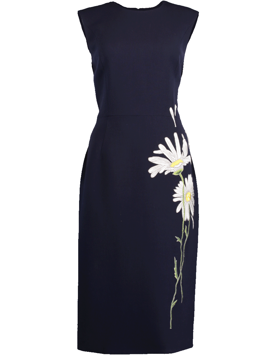 ATELIER HERVE PIERRE-Slim Embroidered Daisy Dress-