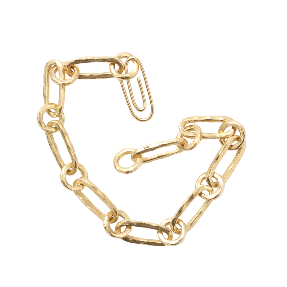 AURELIE BIDERMANN-Hammered Chain Bracelet-YELLOW GOLD