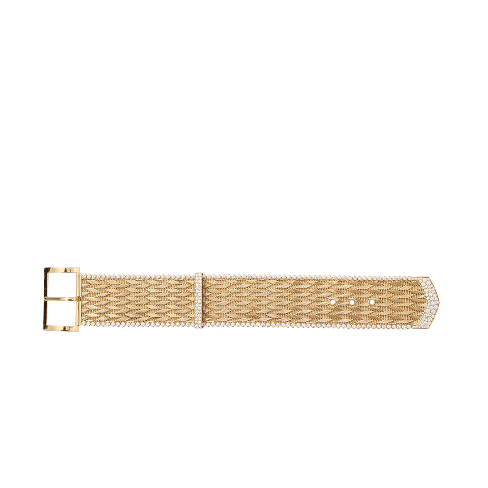 AURELIE BIDERMANN-Maille Chevron Diamond Buckle Bracelet-YELLOW GOLD