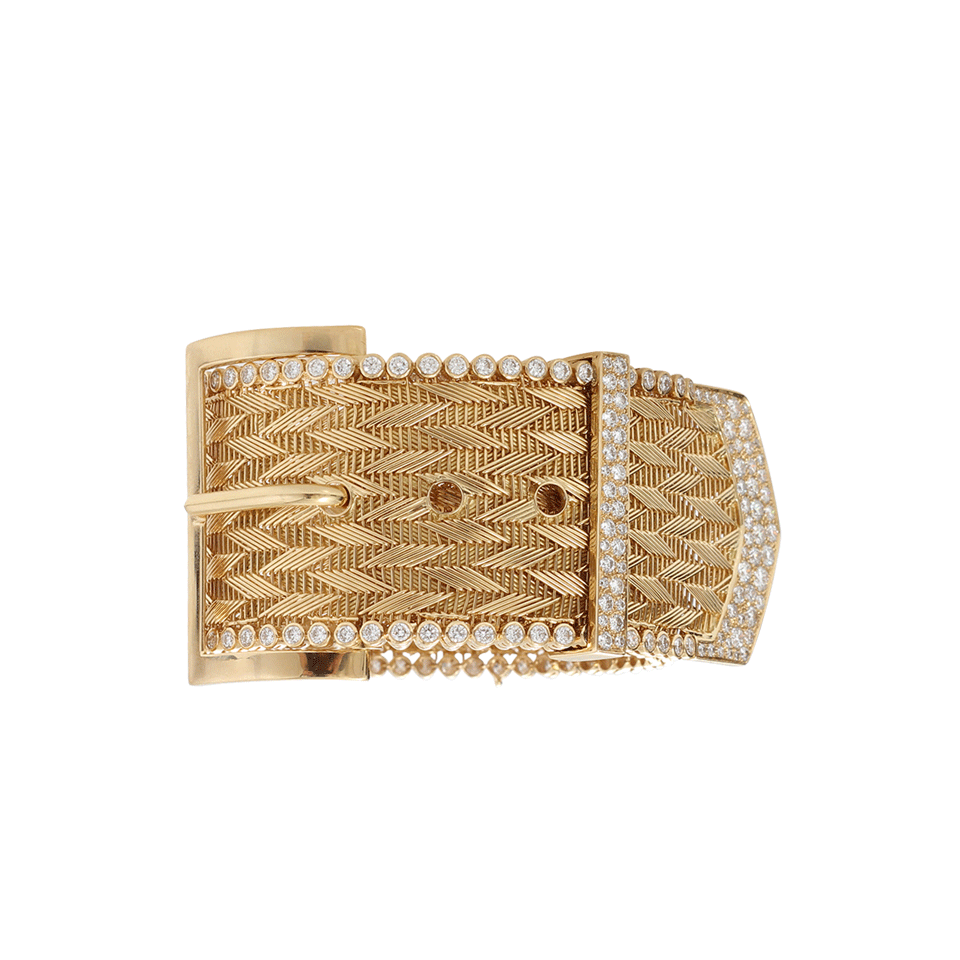 AURELIE BIDERMANN-Maille Chevron Diamond Buckle Bracelet-YELLOW GOLD