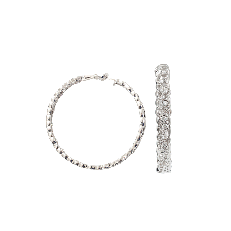 AURELIE BIDERMANN-Dentelle Diamond Lace Hoop Earrings-WHITE GOLD