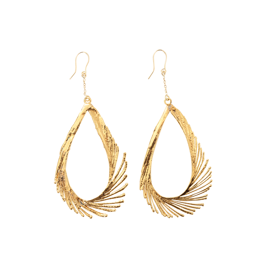 AURELIE BIDERMANN-Gold Dipped Swan Feather Earrings-YELLOW GOLD