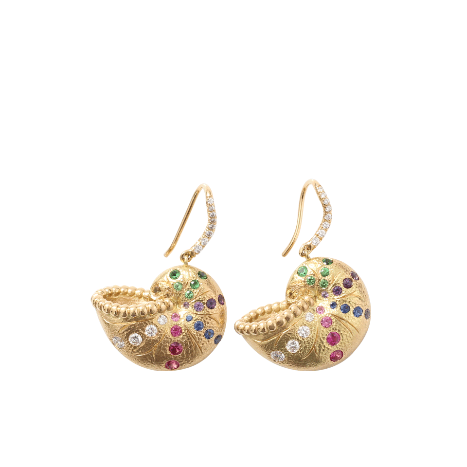 AURELIE BIDERMANN-Nautilus Shell Earrings-YELLOW GOLD