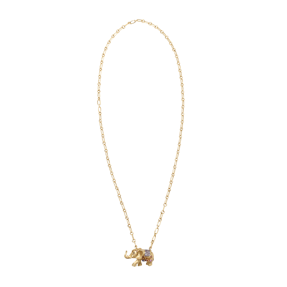 AURELIE BIDERMANN-Elephant Pendant Necklace-YELLOW GOLD