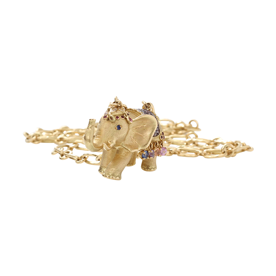 AURELIE BIDERMANN-Elephant Pendant Necklace-YELLOW GOLD
