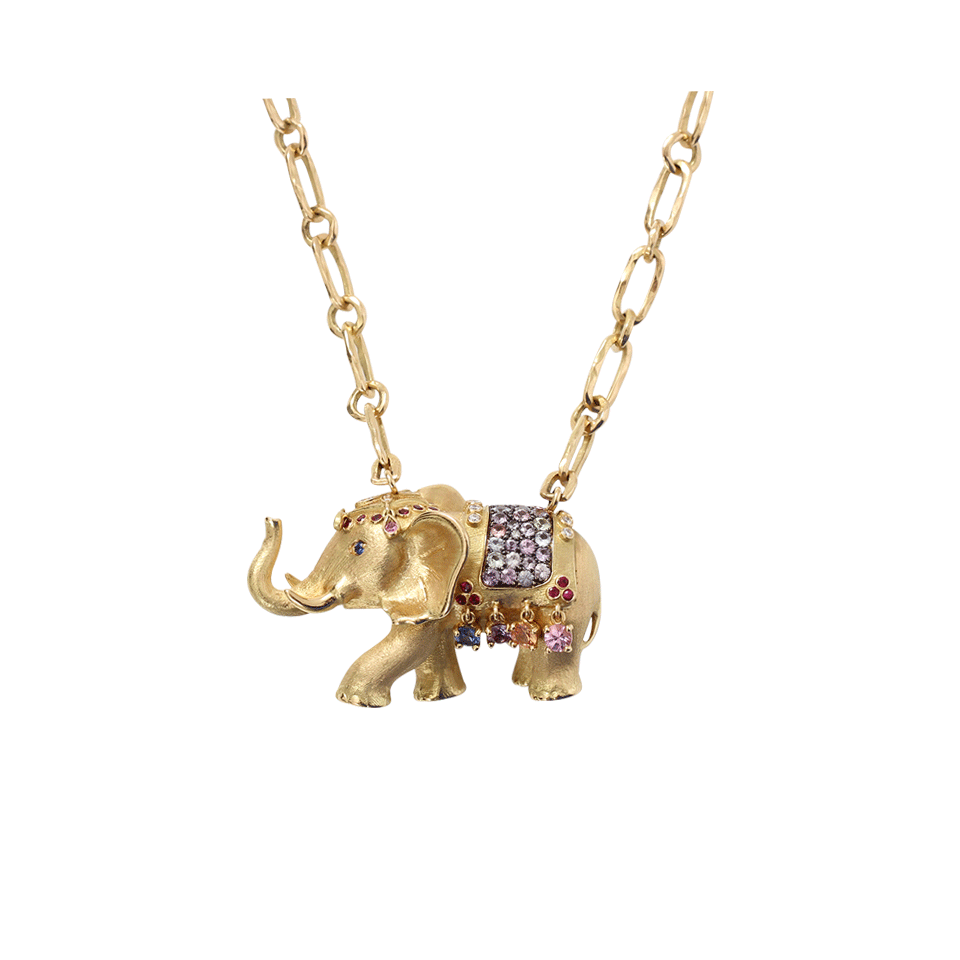 AURELIE BIDERMANN-Elephant Pendant Necklace-YELLOW GOLD