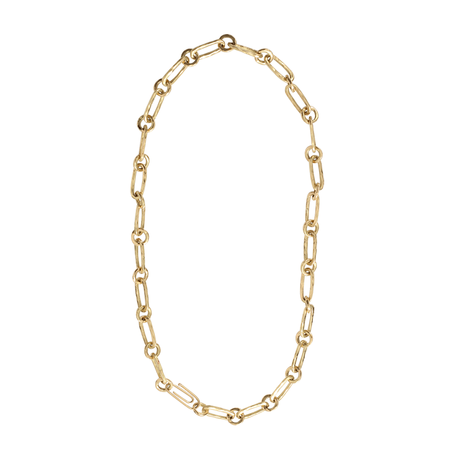 AURELIE BIDERMANN-Hammered Chain Necklace-YELLOW GOLD