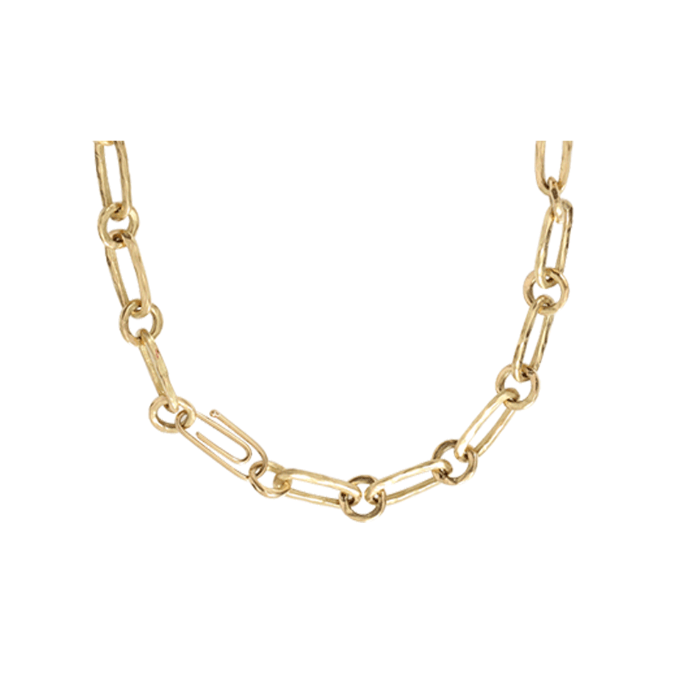 AURELIE BIDERMANN-Hammered Chain Necklace-YELLOW GOLD