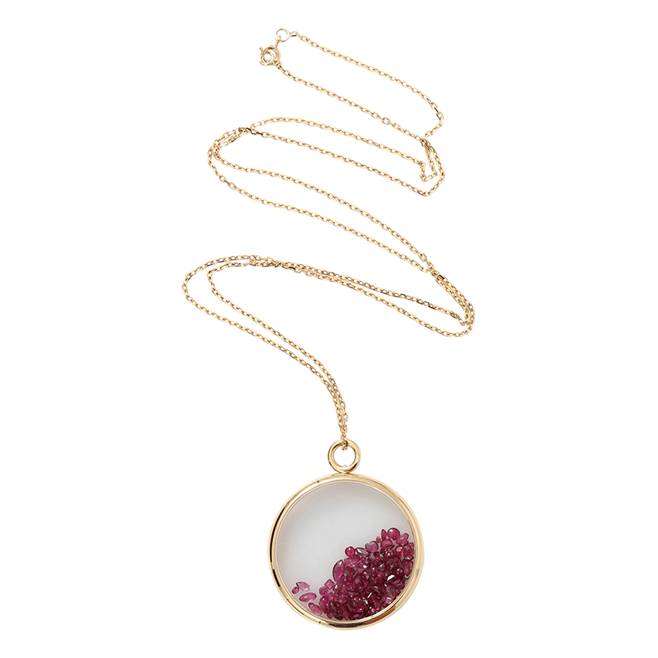 AURELIE BIDERMANN-Large Ruby Chivor Medallion Necklace-YELLOW GOLD
