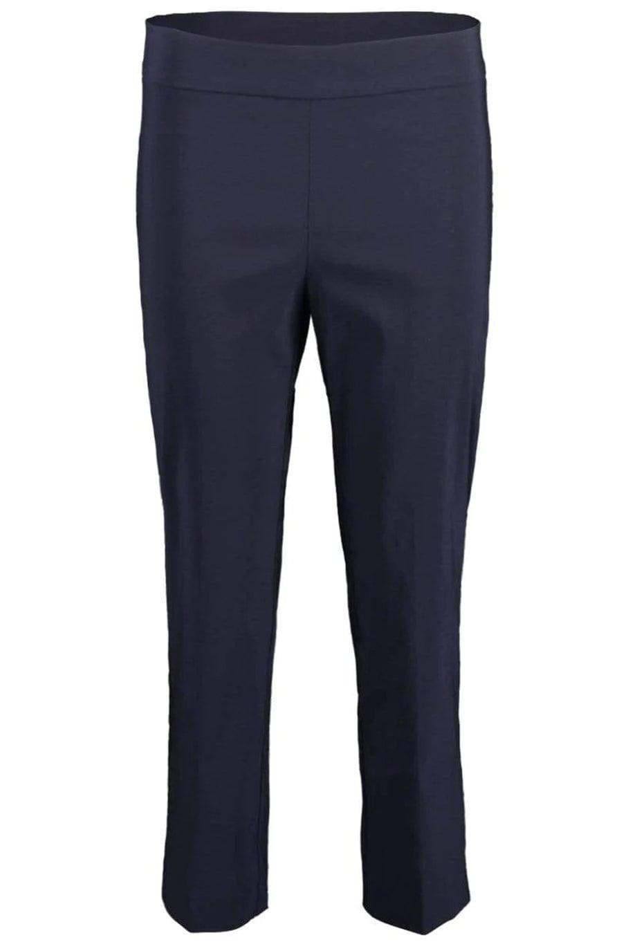 AVENUE MONTAIGNE-Navy Brigitte Straight Side Slit Pull-On Pant-
