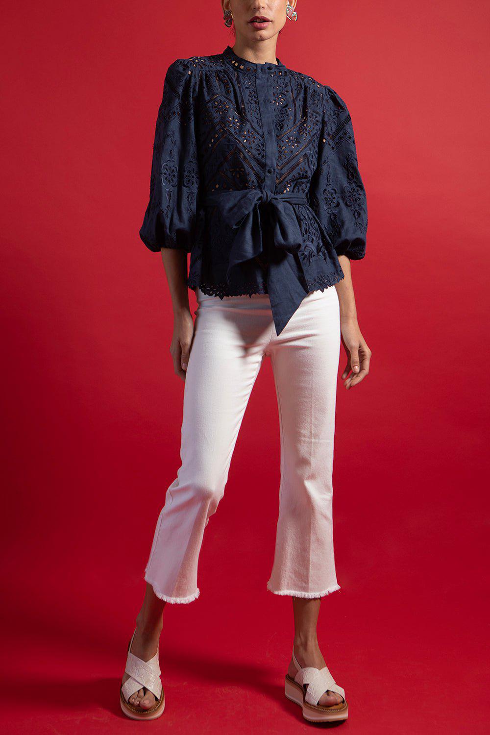 AVENUE MONTAIGNE-Leo Crop Flare Denim-