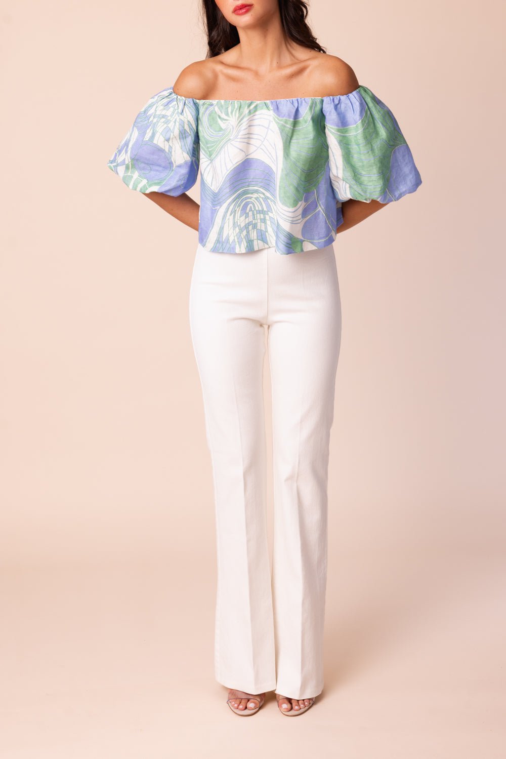 AVENUE MONTAIGNE-Bellini Denim Flare Pant - White-