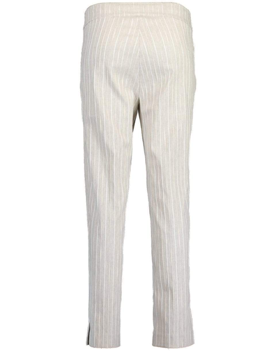 AVENUE MONTAIGNE-Beige Straight Leg Ankle Slit Pant-