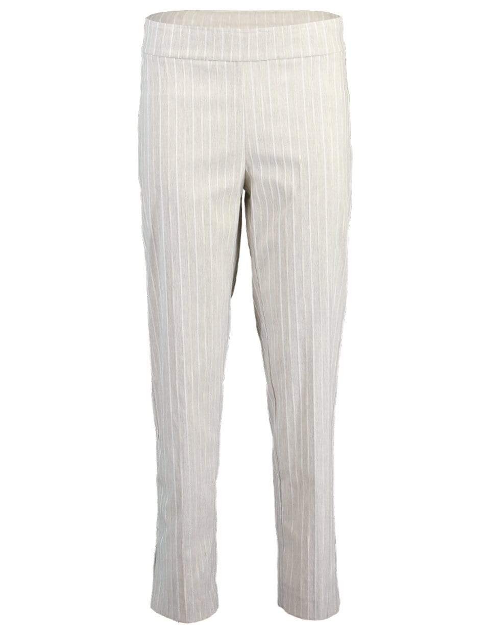 AVENUE MONTAIGNE-Beige Straight Leg Ankle Slit Pant-
