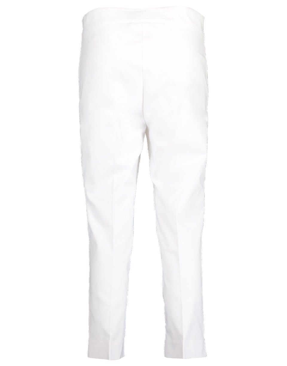 AVENUE MONTAIGNE-White Brigitte Straight Side Slit Pull-On Pant-