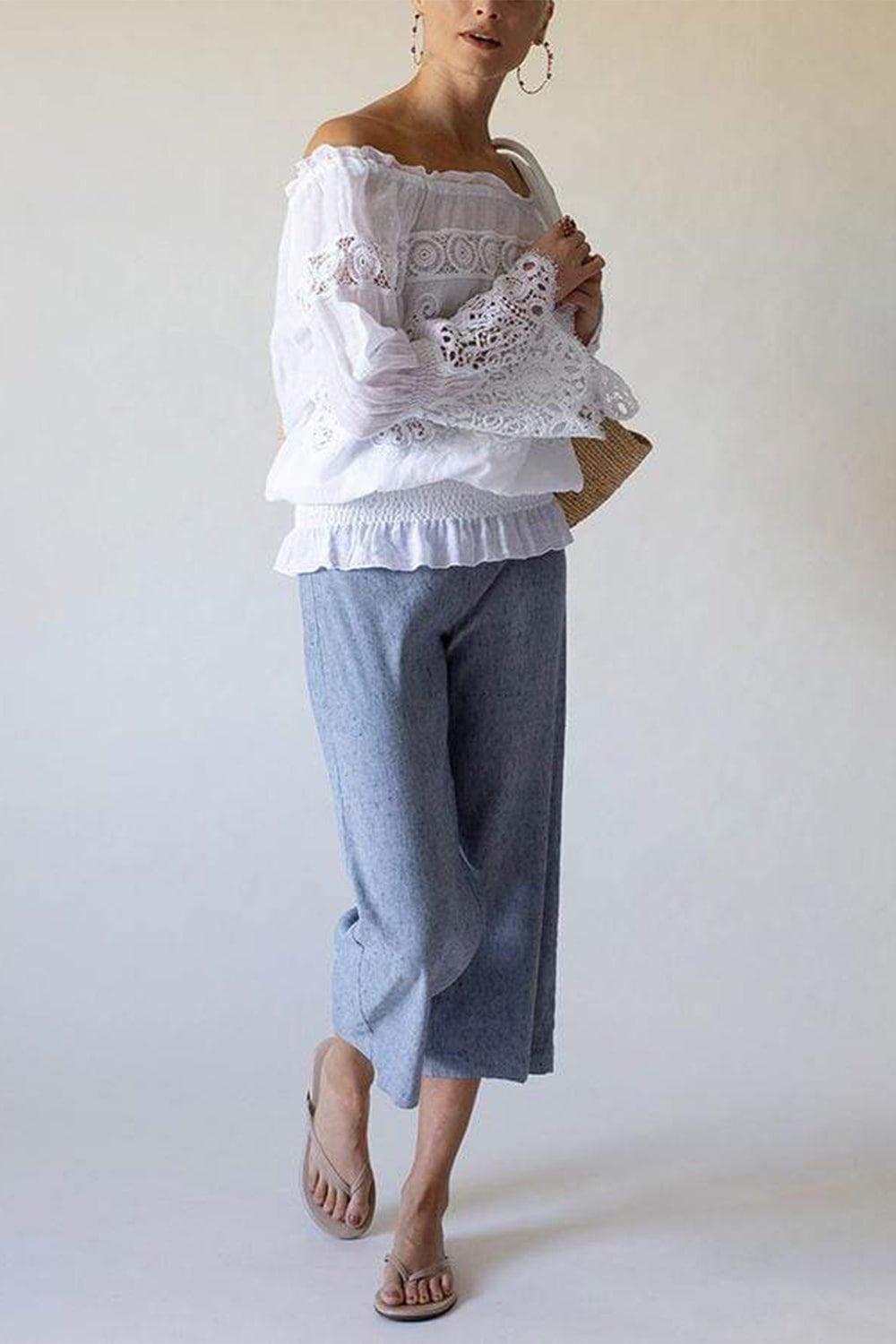 AVENUE MONTAIGNE-Alex Wide Leg Cropped Pant-