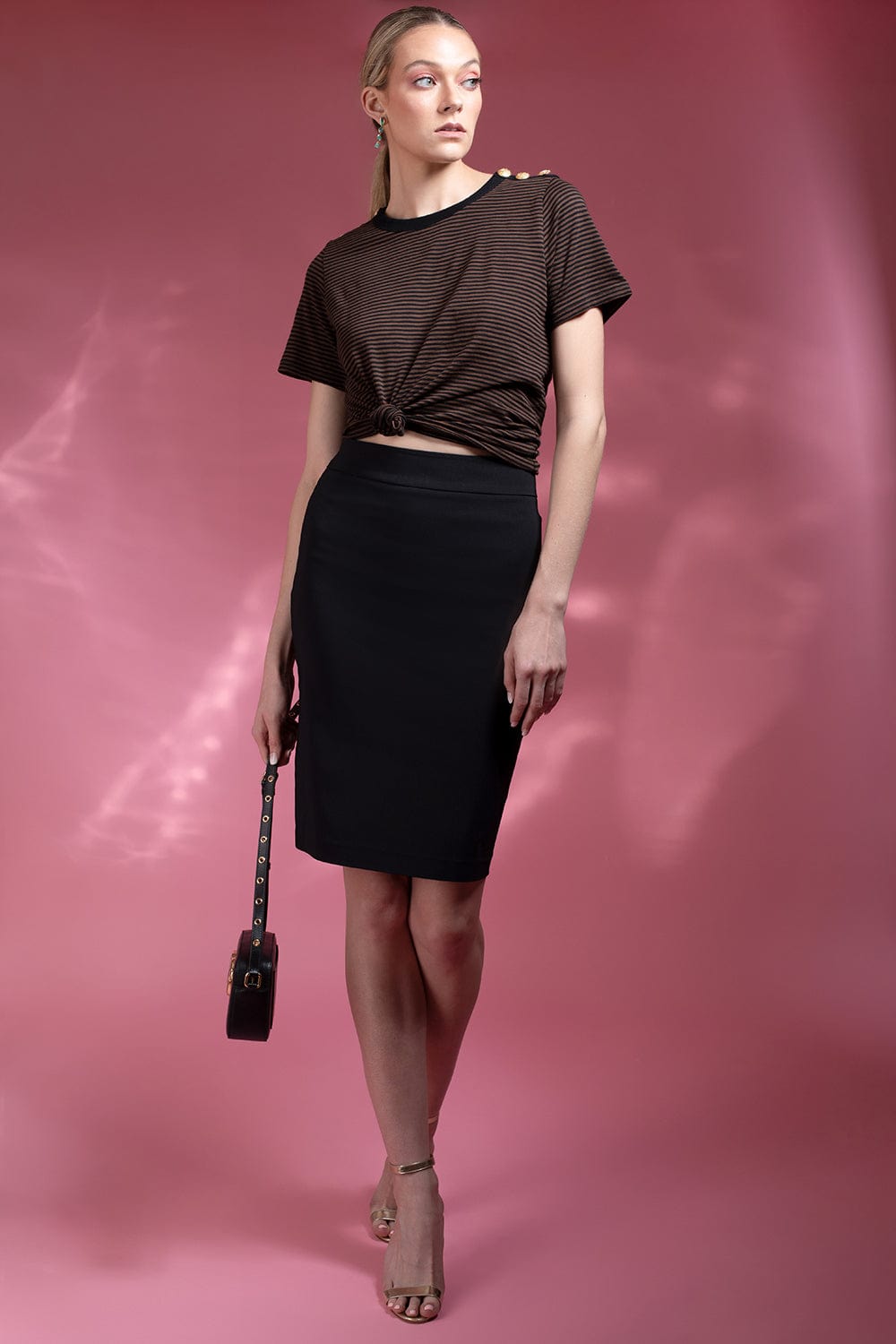 AVENUE MONTAIGNE-Pull On Skirt - Black-